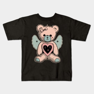 Gothic Sad Bear Creepy Spooky Kawaii Bear Kids T-Shirt